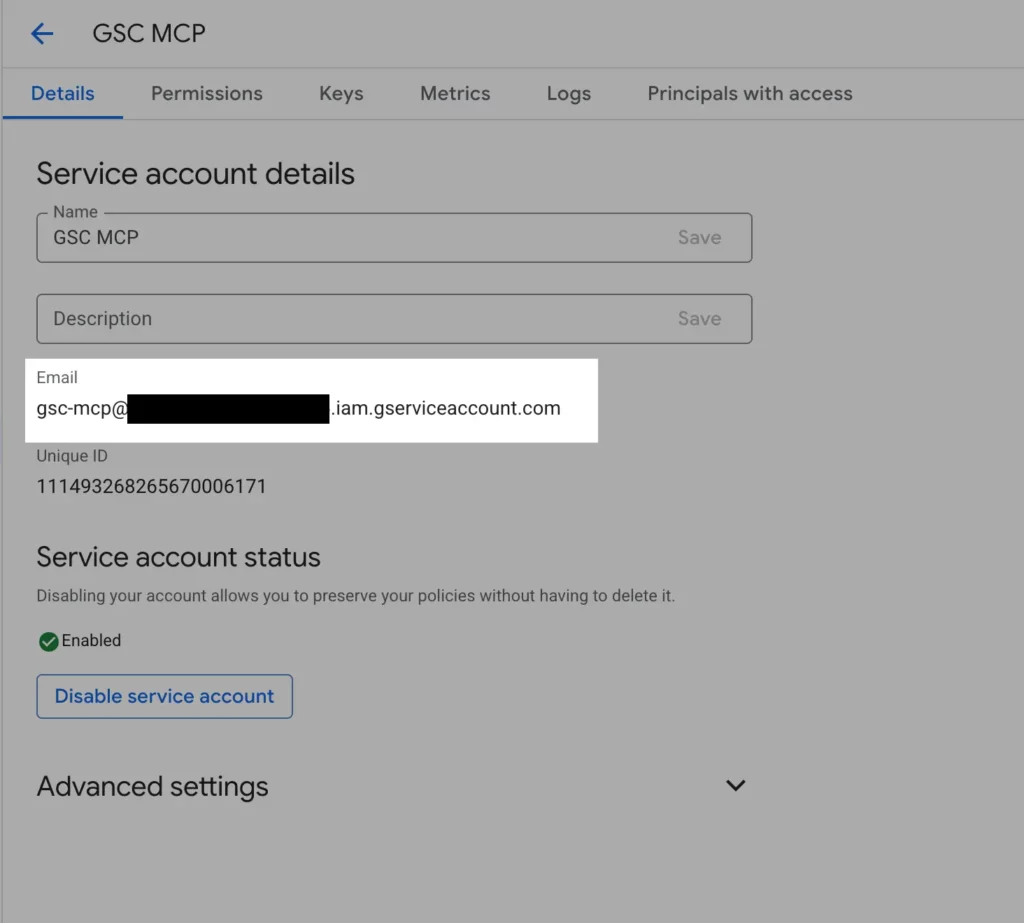 GCP Service Account